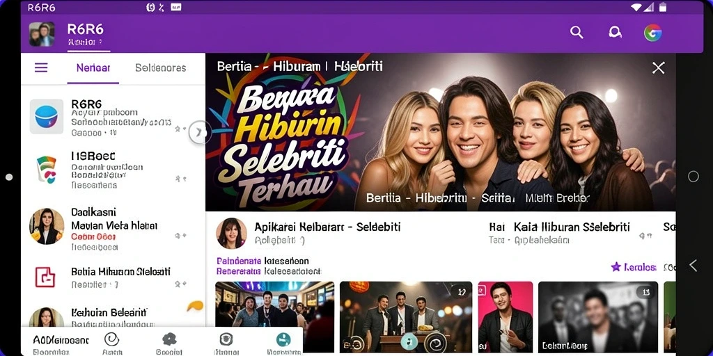 Antarmuka menarik dan mudah digunakan untuk berita selebriti.