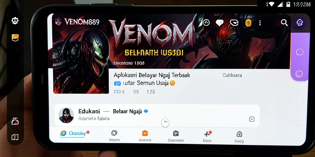 Tampilan antarmuka aplikasi Belajar Ngaji VENOM889 yang interaktif.