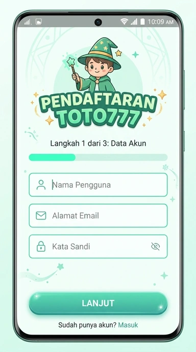 Tampilan halaman daftar toto777