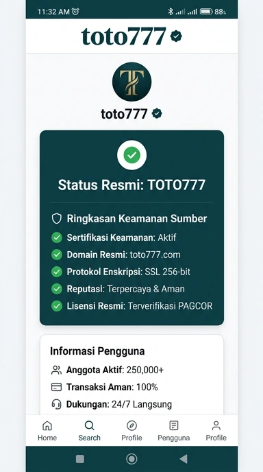 Tampilan kanal resmi toto777